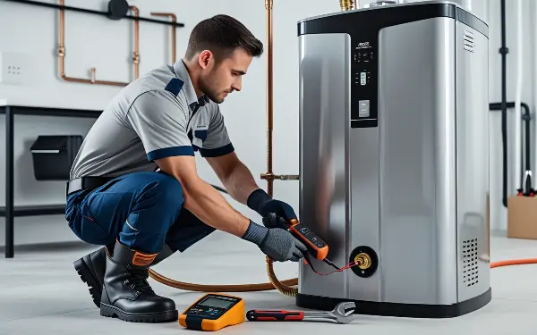 فني يعمل في صيانه سخانات جونكر